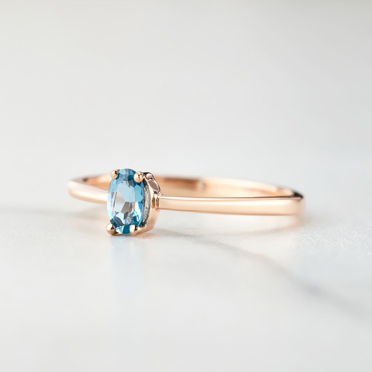 Oval Cut Natural London Blue Topaz Ring Dainty Engagement Ring