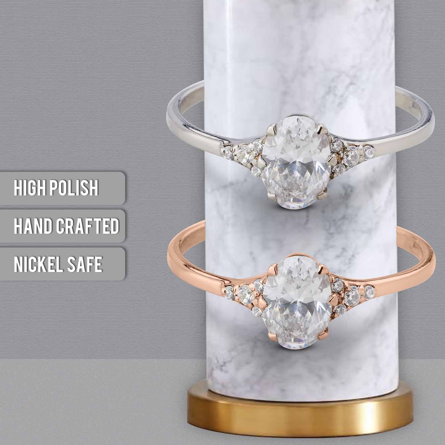 Oval Cut Diamond Engagement Rings Rose Gold White Gold Promise Ring Wedding Anniversary Gift