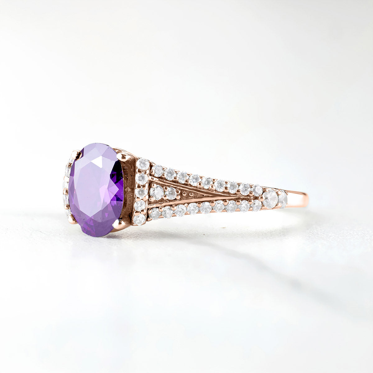 Amethyst Engagement Rings for Women Purple Gemstone Art Deco Wedding Rose Gold White Gold Sterling Silver