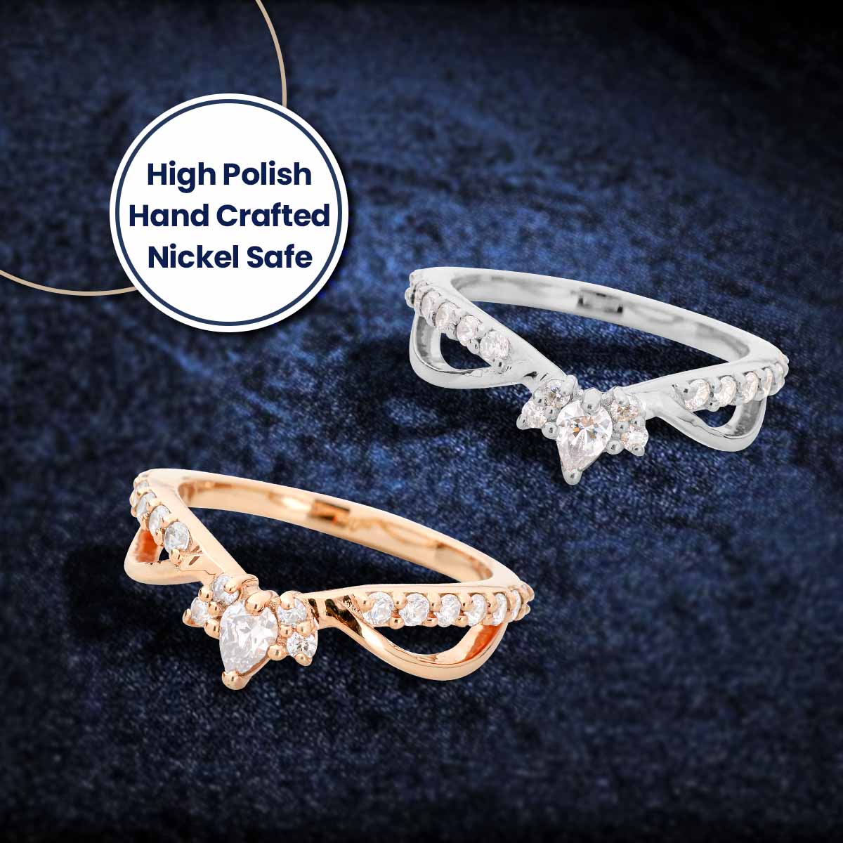 Fancy Ring Enhancer CZ Diamond Curved Wedding Band Stack