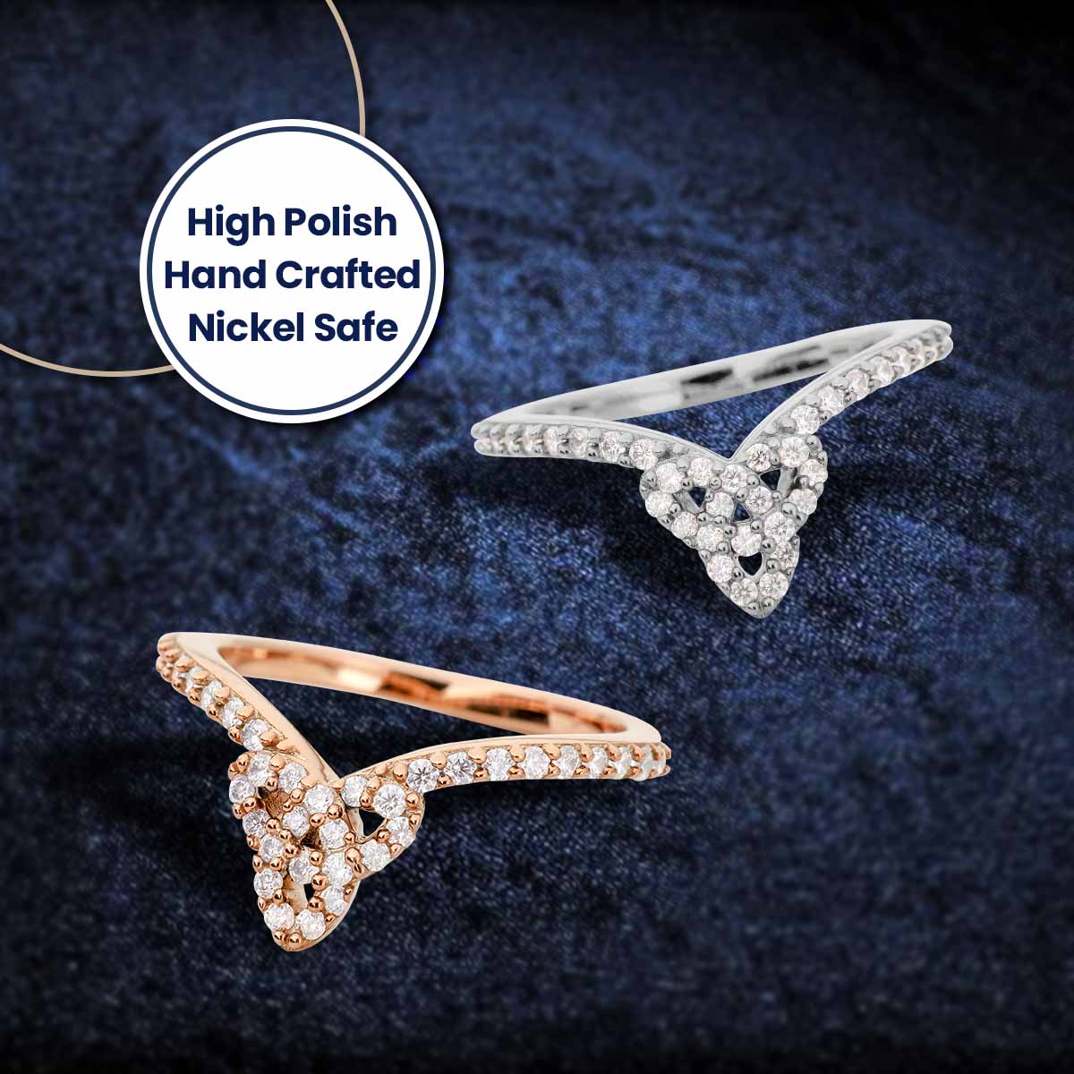 Celtic Trinity Ring Enhancer Moissanite Diamond Curved Wedding Band White Gold Rose Gold Stacking