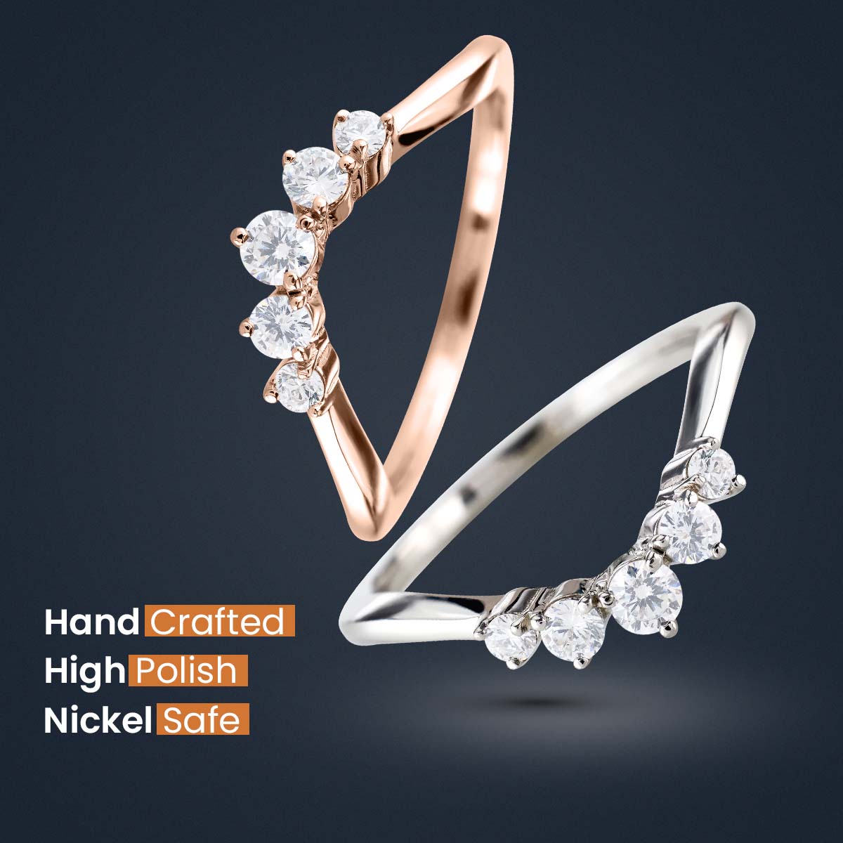 Diamond Ring Enhancer Curved Wedding Band Silver Rose Gold