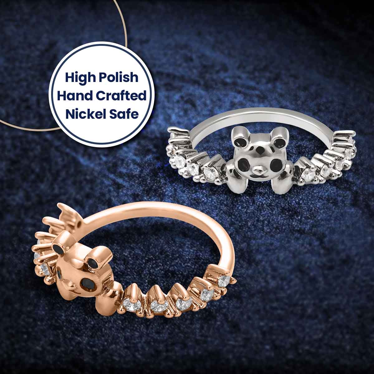 Panda Ring Diamond Stacking Wedding Band Panda Jewelry Sterling Silver Rose Gold White Gold