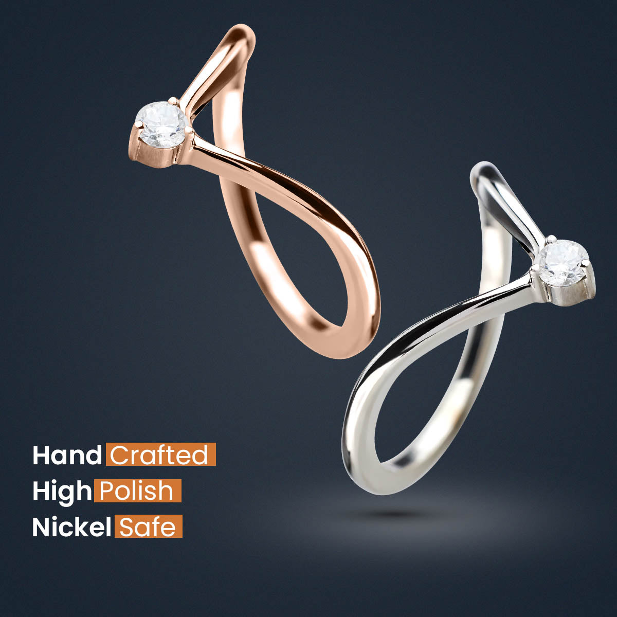 Deep Curved Wedding Band CZ Diamond Chevron Ring Enhancer