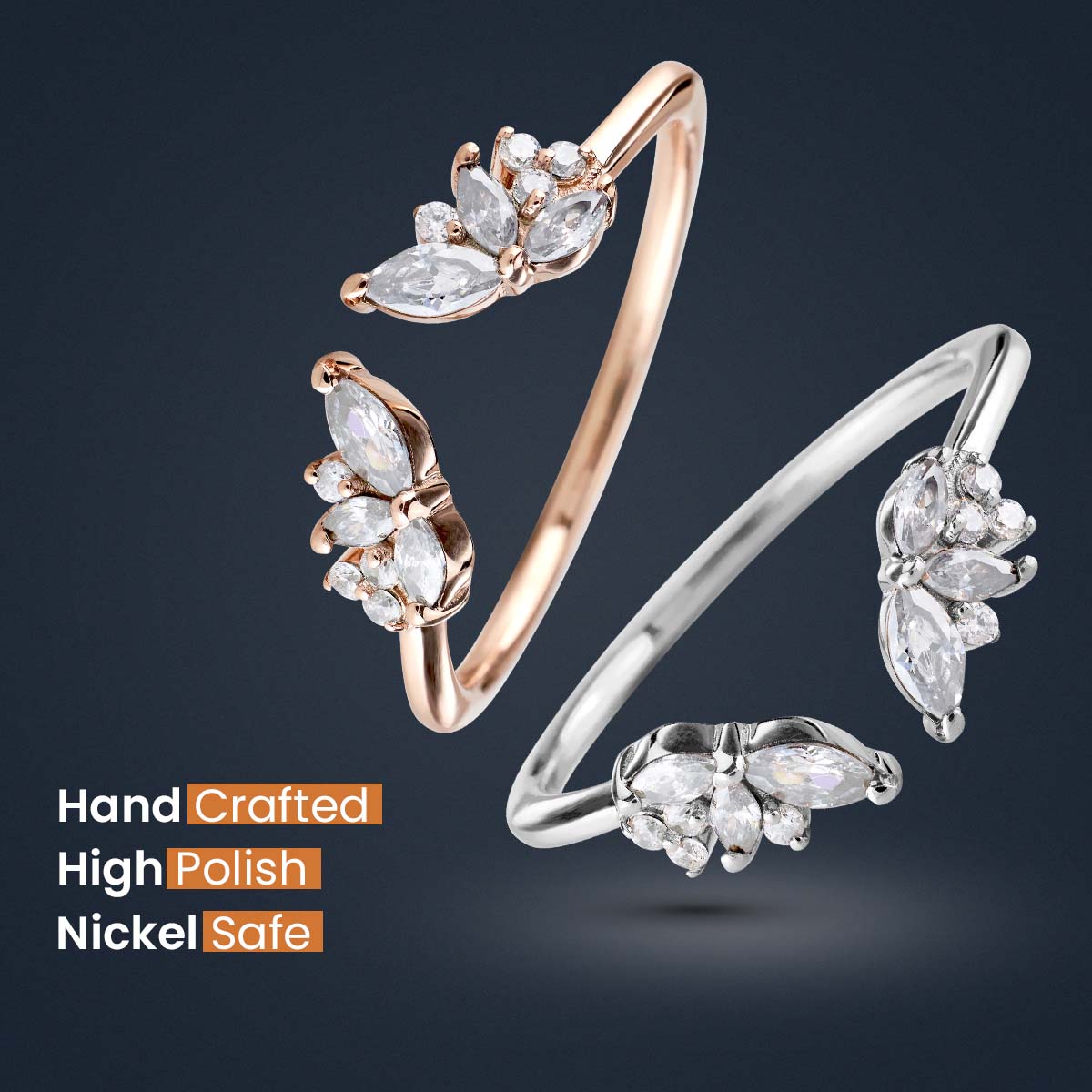 Open Wedding Ring Enhancer AAA CZ Diamond Stacking Band