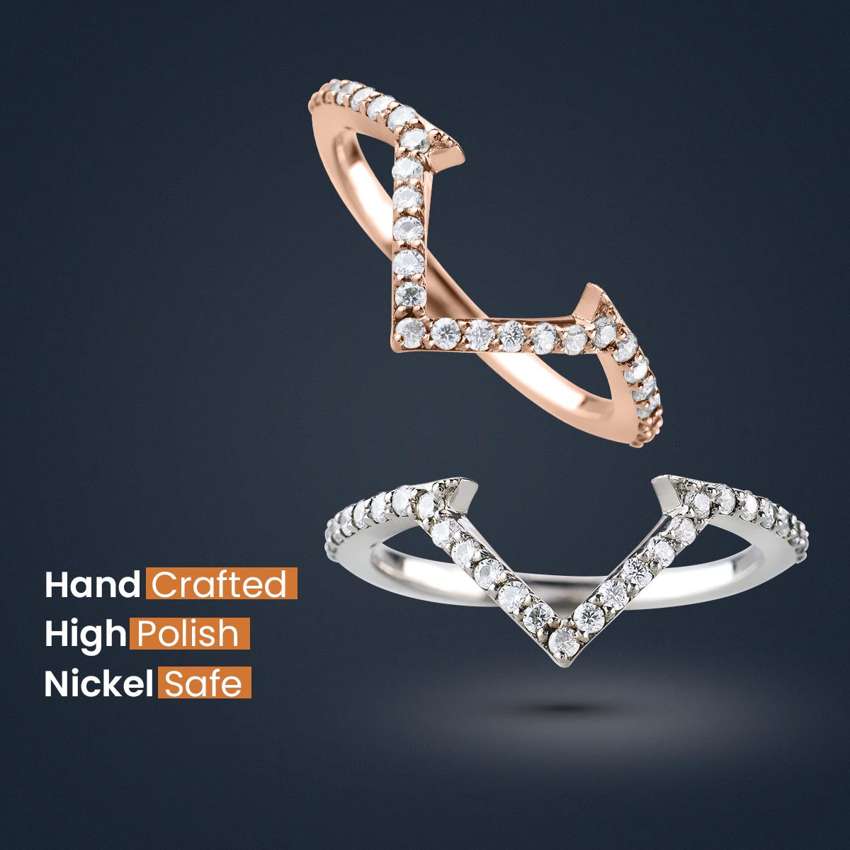 V Shaped Wedding Band Moissanite Chevron Ring Enhancer