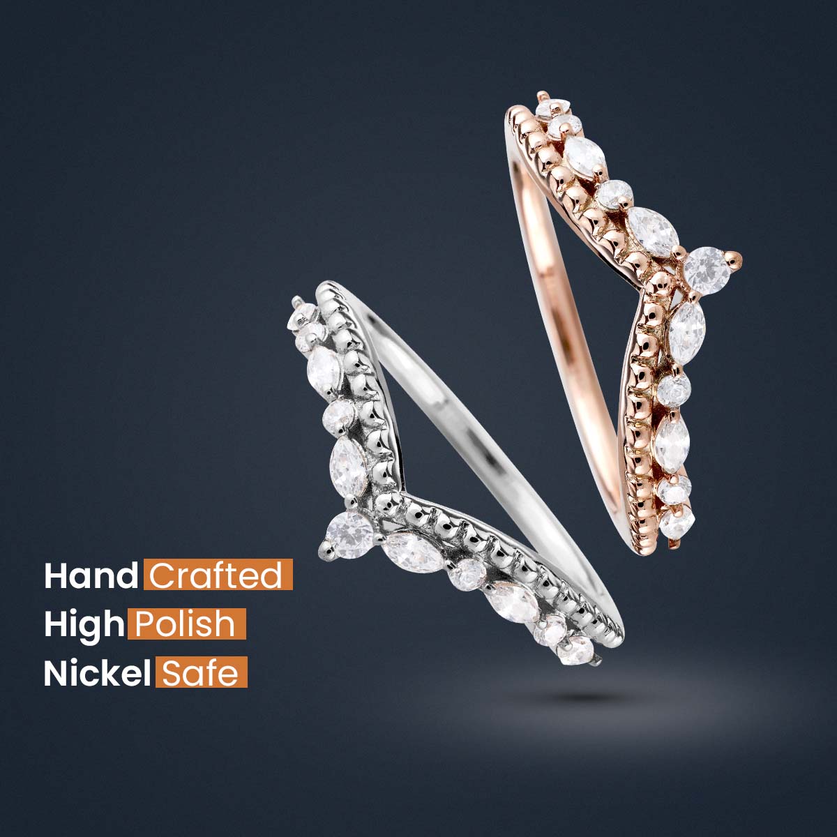 Curved Enhancer Wedding Band Milgrain Art Deco CZ Diamond Engagement Ring