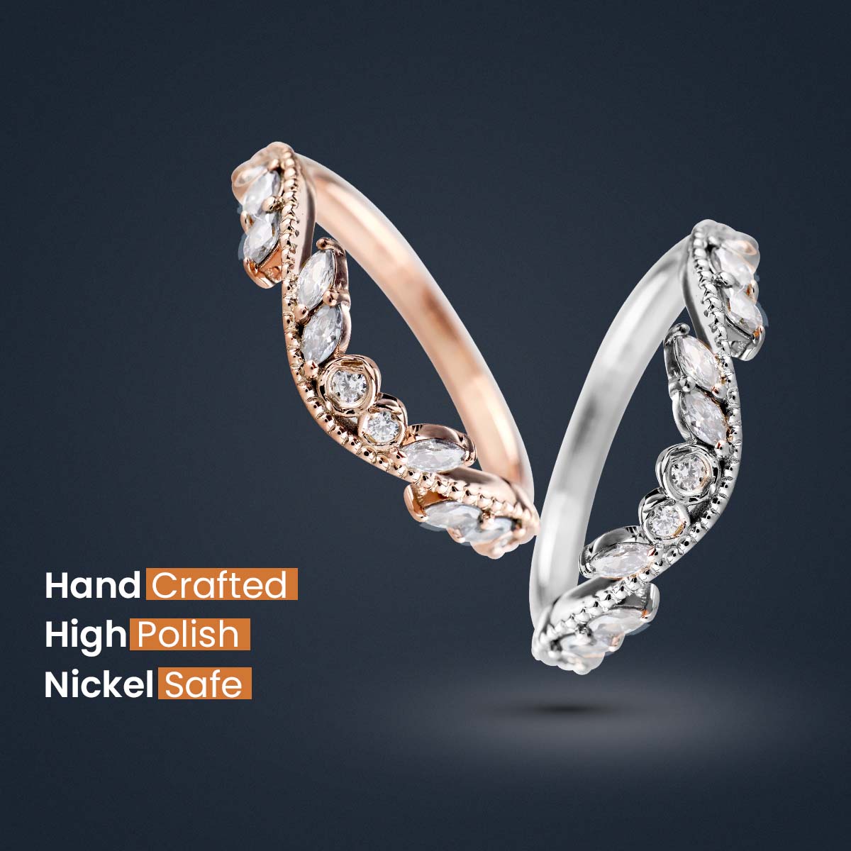 Enhancer Wedding Band For Women Curved Stack AAA CZ Marquise