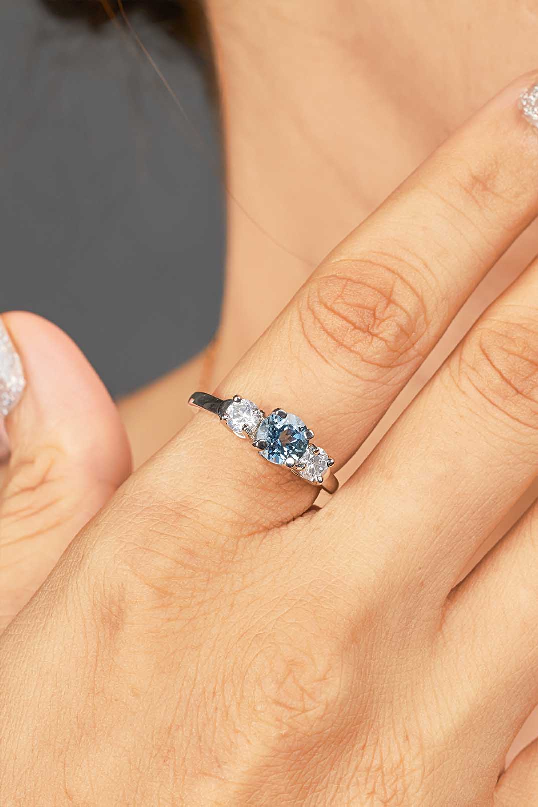 Natural Aquamarine Engagement Ring for Women Promise Ring