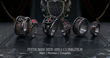 Dfine Jewelry Store Pentagram Skull Ring Collection: Gothic Rings for Men, Women & Couples