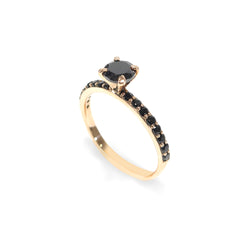 0.70TCW Onyx Engagement Ring For Women Solid Rose Gold