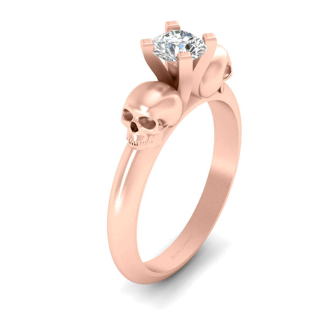 Solitaire Diamond Skull Wedding Ring
