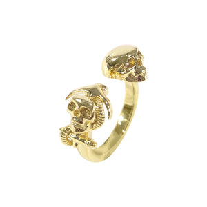 Anchor and Skull Engagement Ring Gothic Skull Ring Women Gold