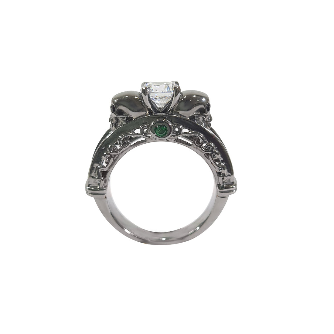 Filigree Skull Engagement Ring