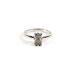 0.50CT Salt and Pepper Diamond Ring Emerald Rose Cut Solitaire