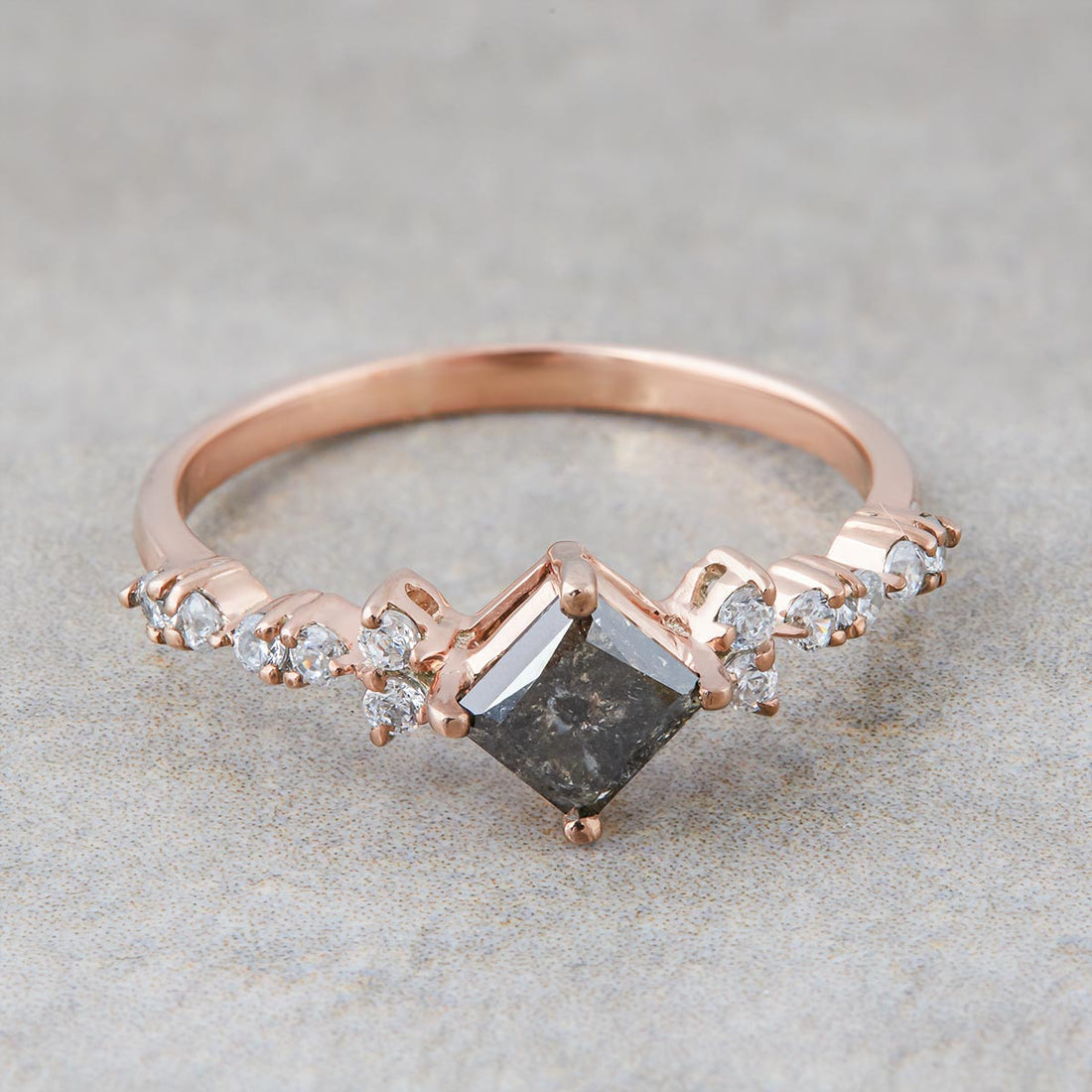 Salt and Pepper Diamond Engagement Ring