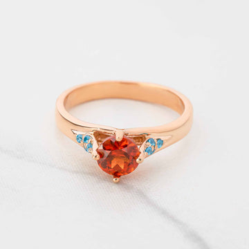 Cocktail Engagement Ring for Women Multi Color Gemstone Sapphire Rings Rose Gold