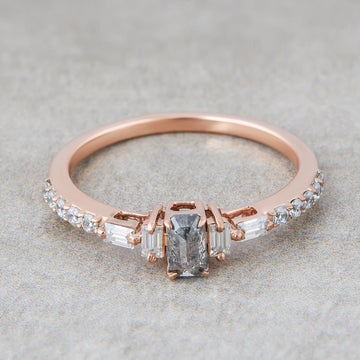 Salt and Pepper Natural Diamond Ring