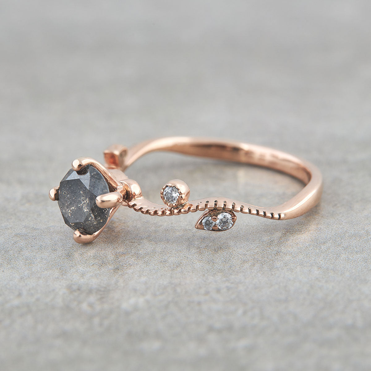 1.02TCW Salt and Pepper Diamond Ring