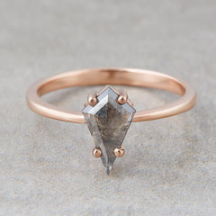 0.65CT Salt and Pepper Diamond Engagement Ring Kite Rose Cut