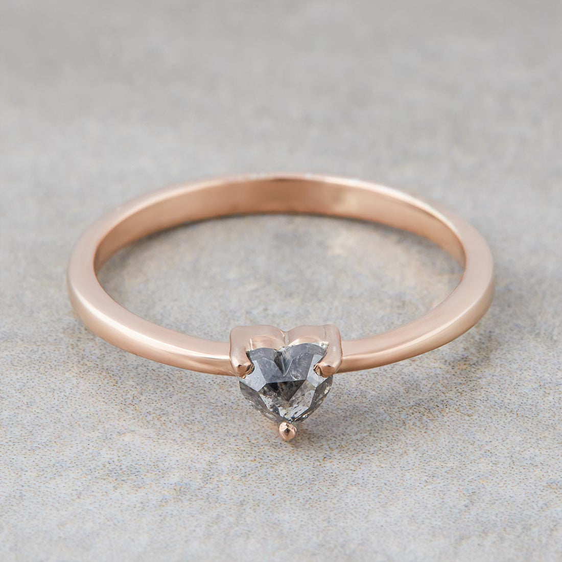 Salt and Pepper Diamond Heart Ring