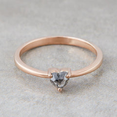 Salt and Pepper Diamond Heart Ring Rose Gold Engagement Ring