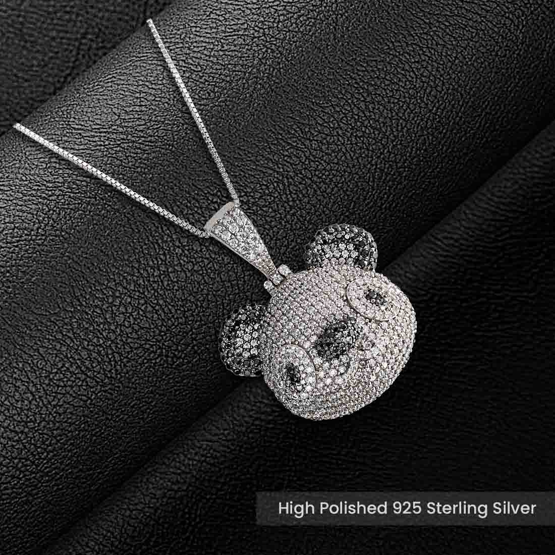 Iced Out Panda Pendant Necklace Locket With Chain Animal Jewelry