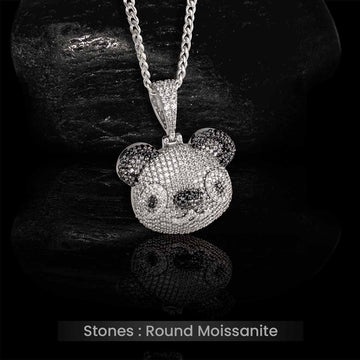 Iced Out Panda Pendant Necklace With Chain Panda Jewelry Moissanite Sterling Silver