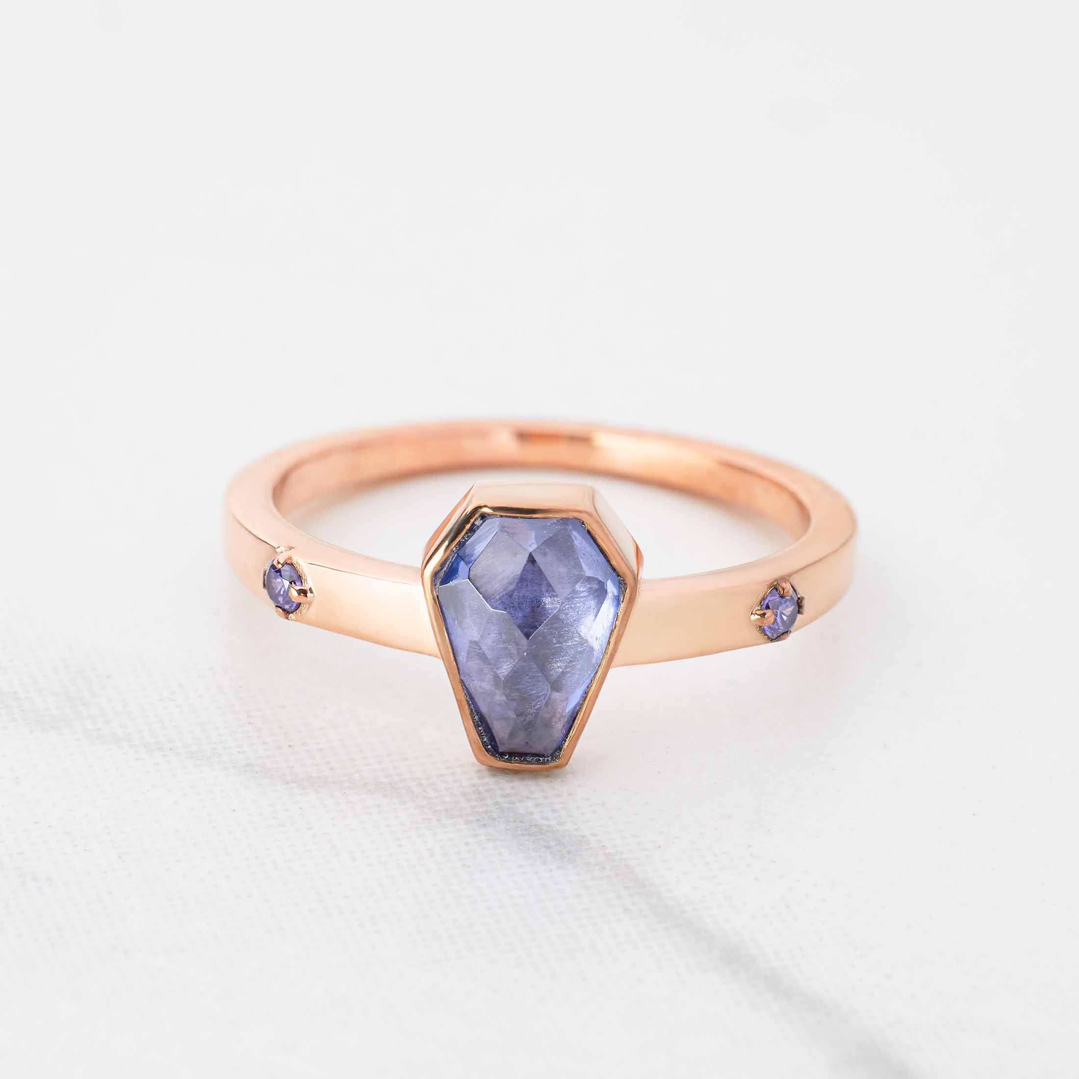 Coffin Bridal Ring Set Memento Mori Inspired Jewelry Rose Gold