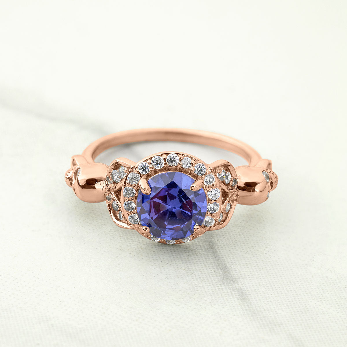 Leaf Skull Ring for Women Blue Titanic Gemstone Gothic Engagement Wedding Rings Silver gold