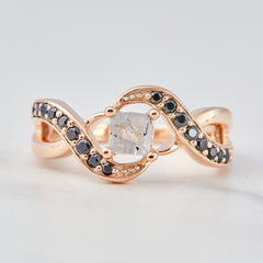 0.50CT Rutilated Quartz Engagement Ring Princess Cut Rose Gold
