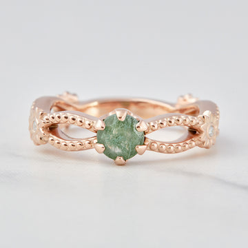 0.50CT Moss Agate Engagement Ring