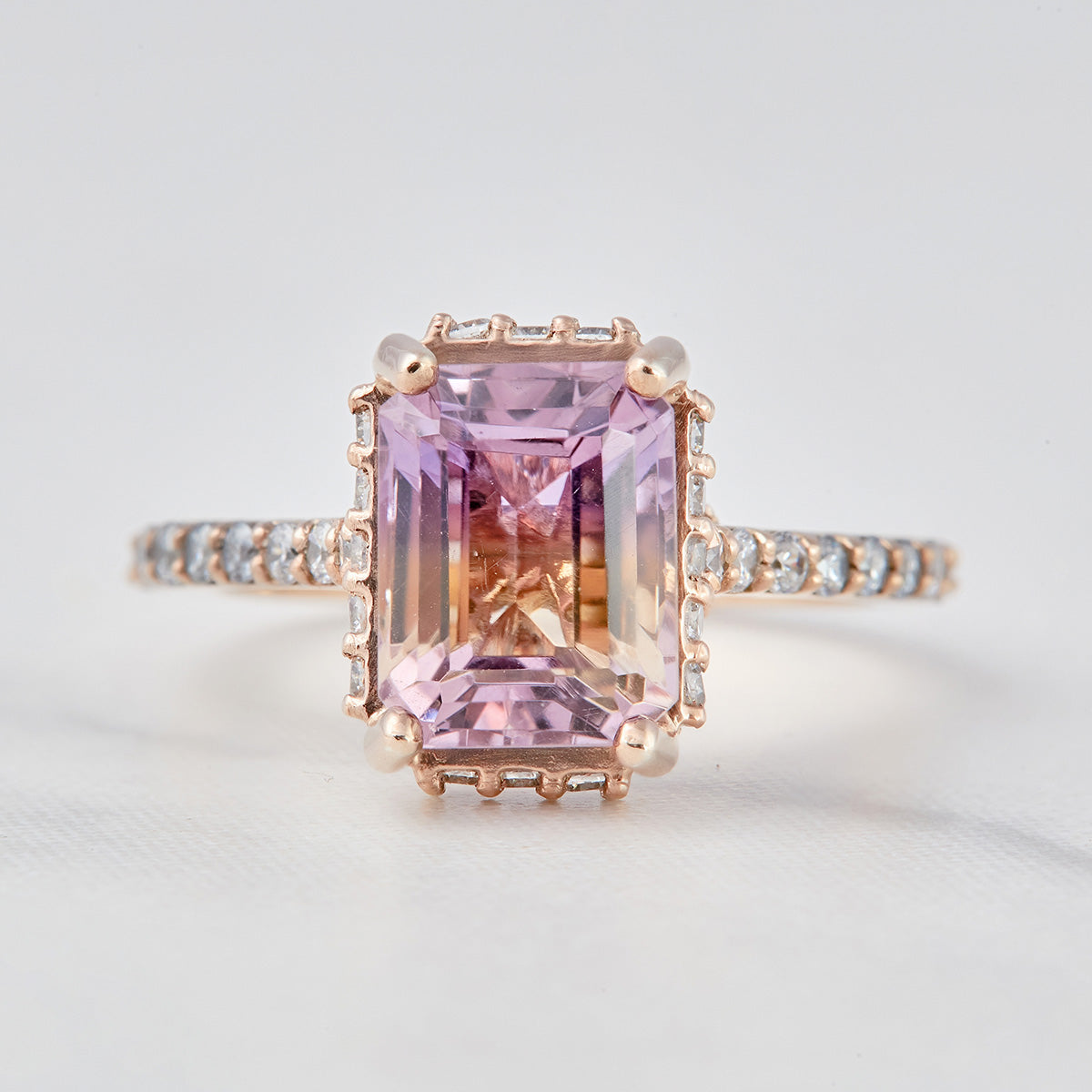 Moissanite and Ametrine Engagement Ring