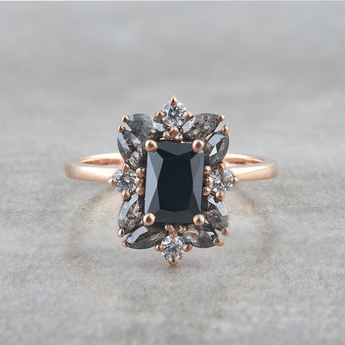 Black Natural Diamond Engagement Ring
