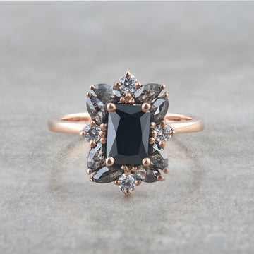 Black Natural Diamond Engagement Ring