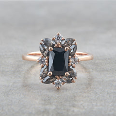 Black Natural Diamond Engagement Ring Salt and Pepper Ring