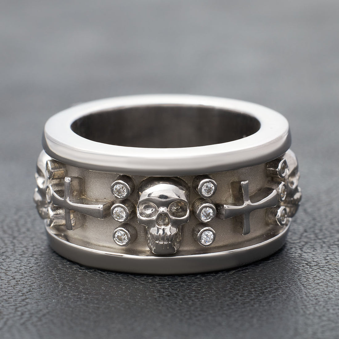 Silver Skull Wedding Band For Men