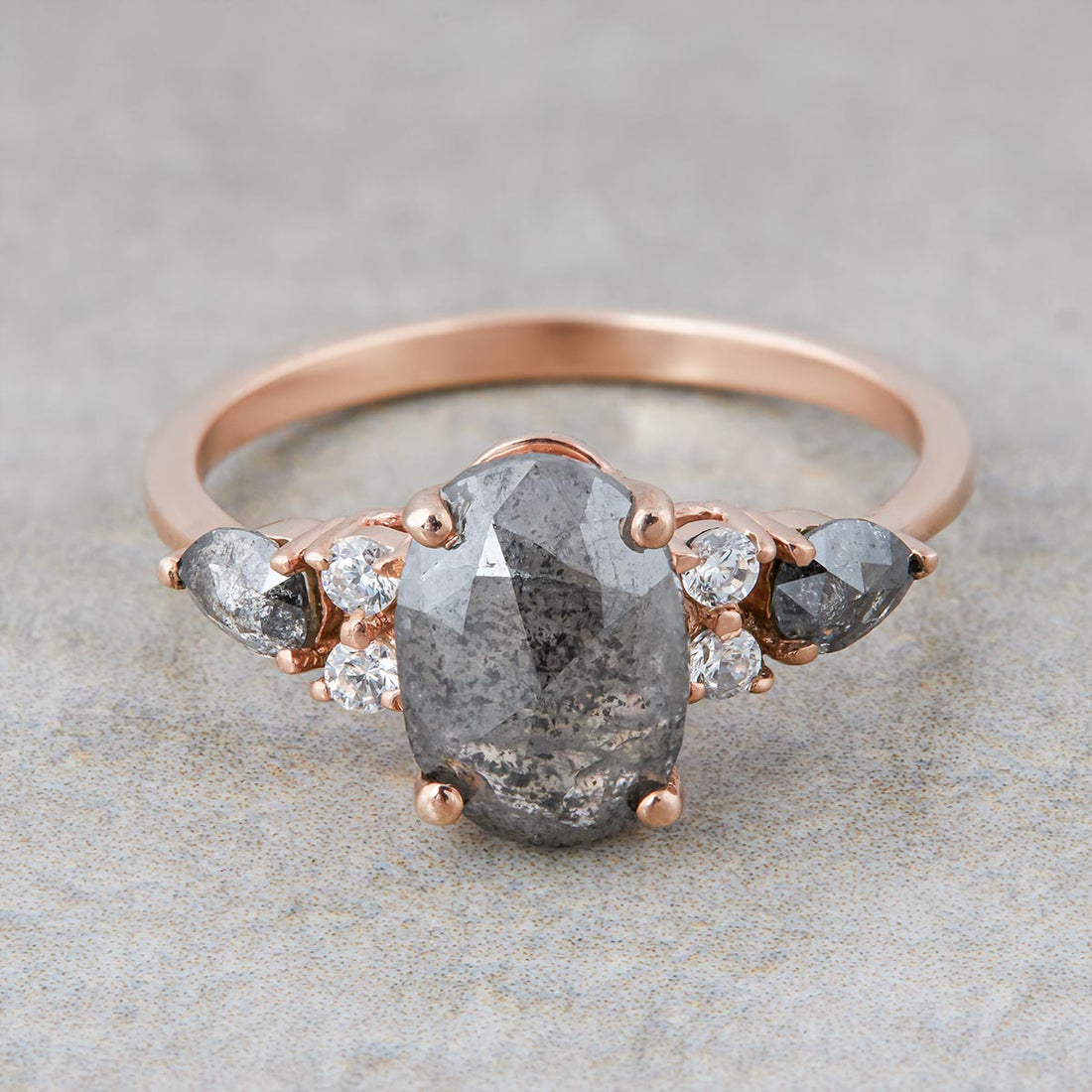 Salt and Pepper Diamond Promise Ring