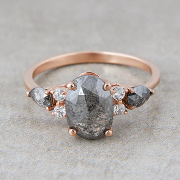 Salt and Pepper Diamond Promise Ring