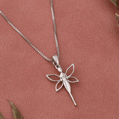 Fairy Pendant Necklace Angel Fairy Locket Jewelry Sterling Silver
