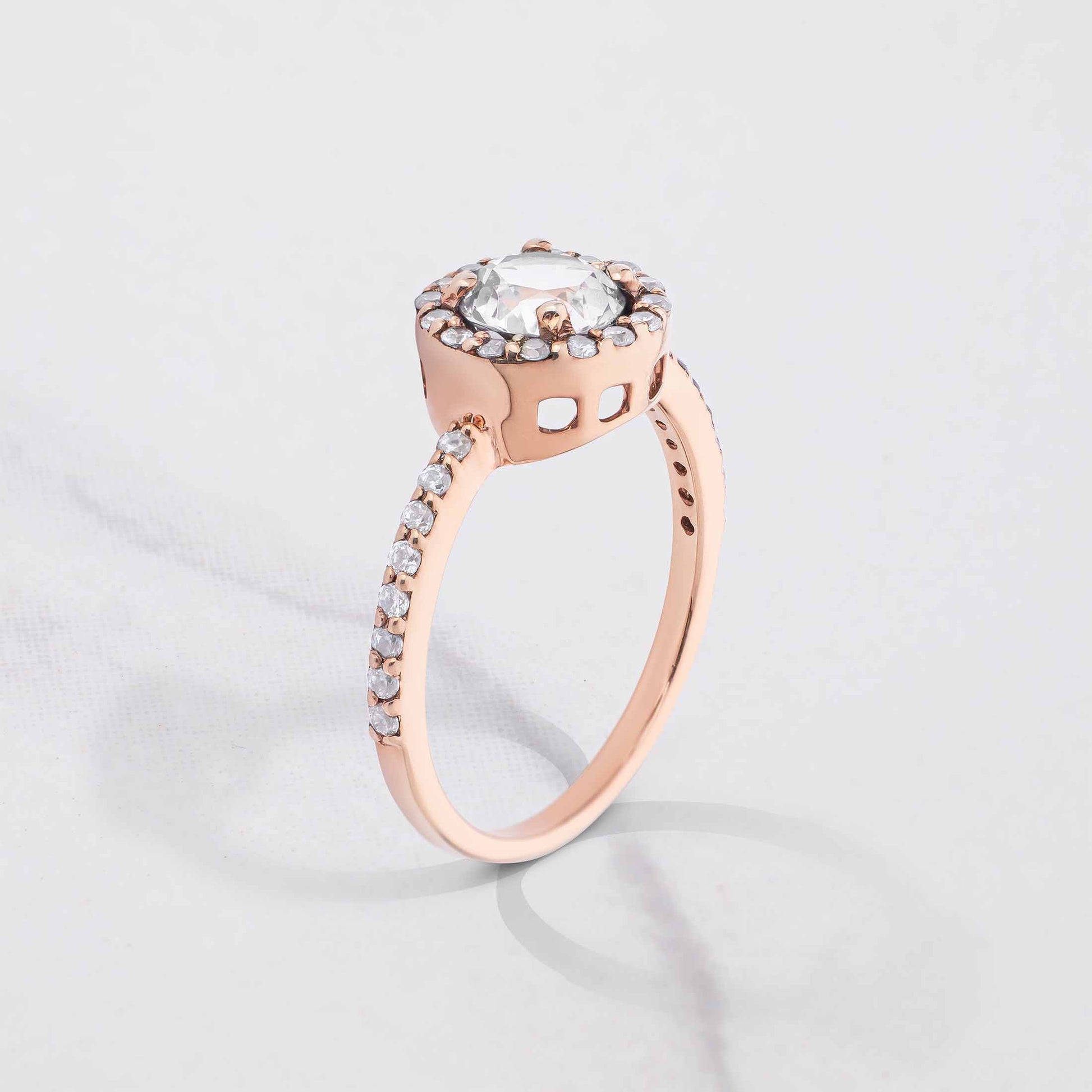Classic Halo Engagement Rings Rose Gold Moissanite Diamond Anniversary Ring Gift