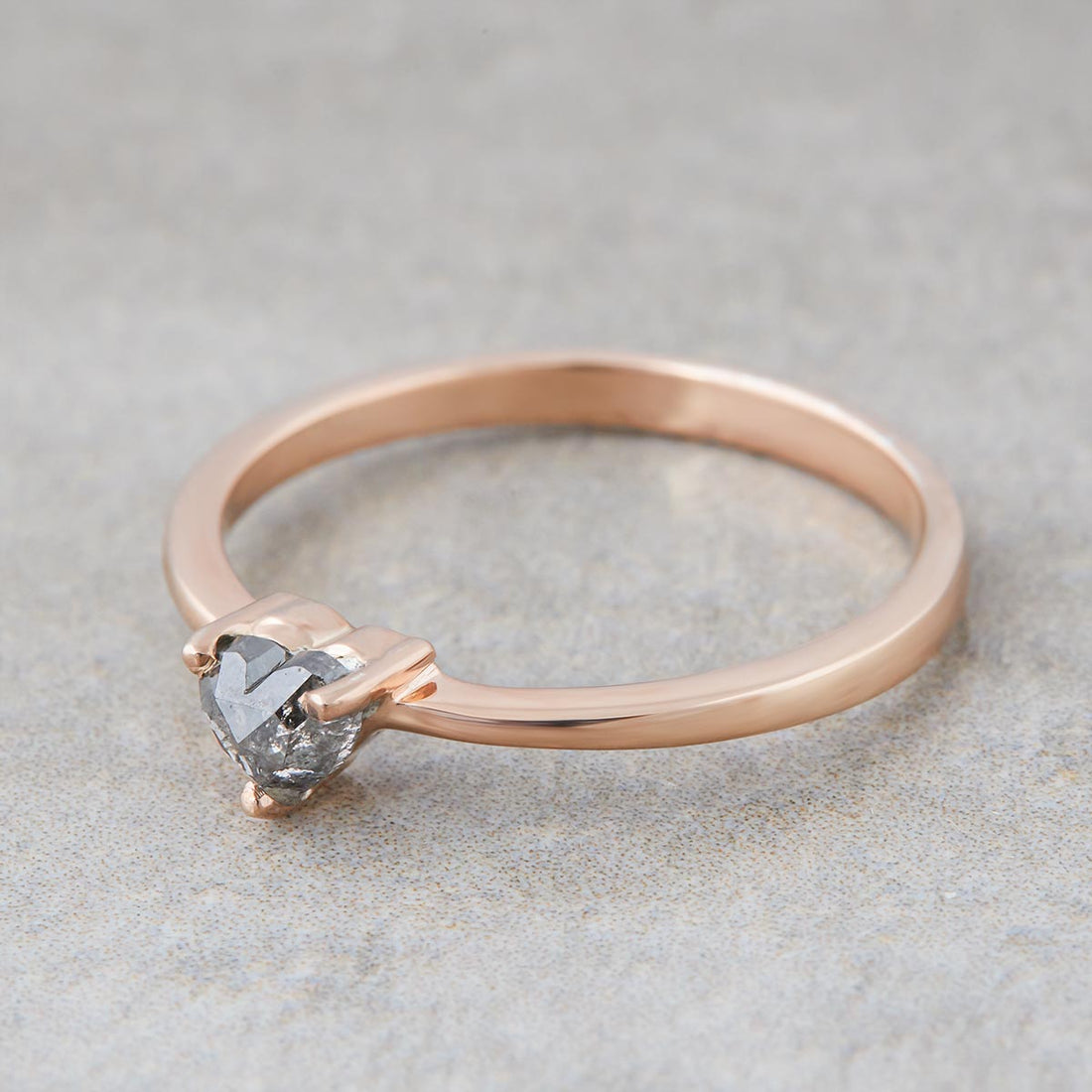 Salt and Pepper Diamond Heart Ring