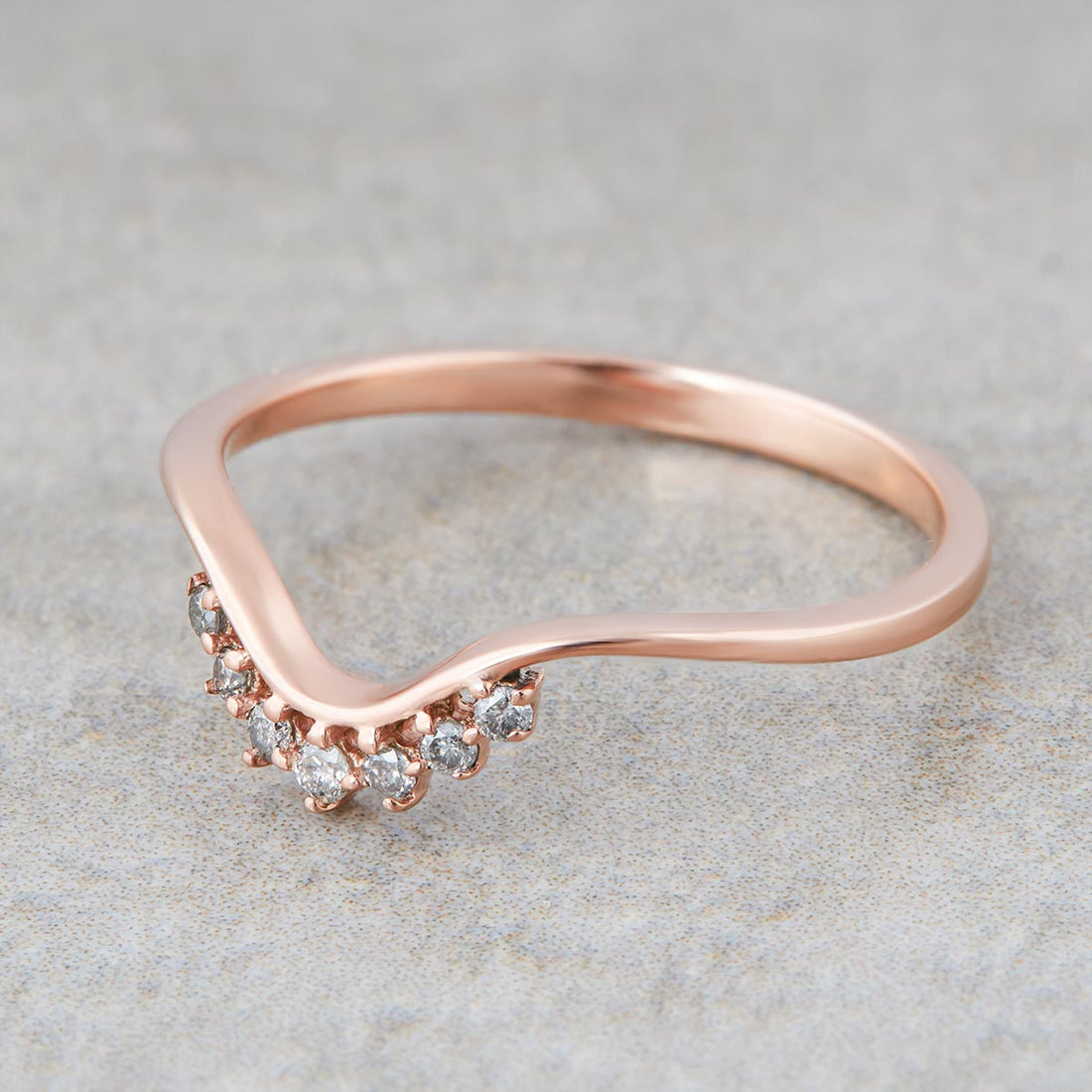 Curved Salt and Pepper Diamond Ring