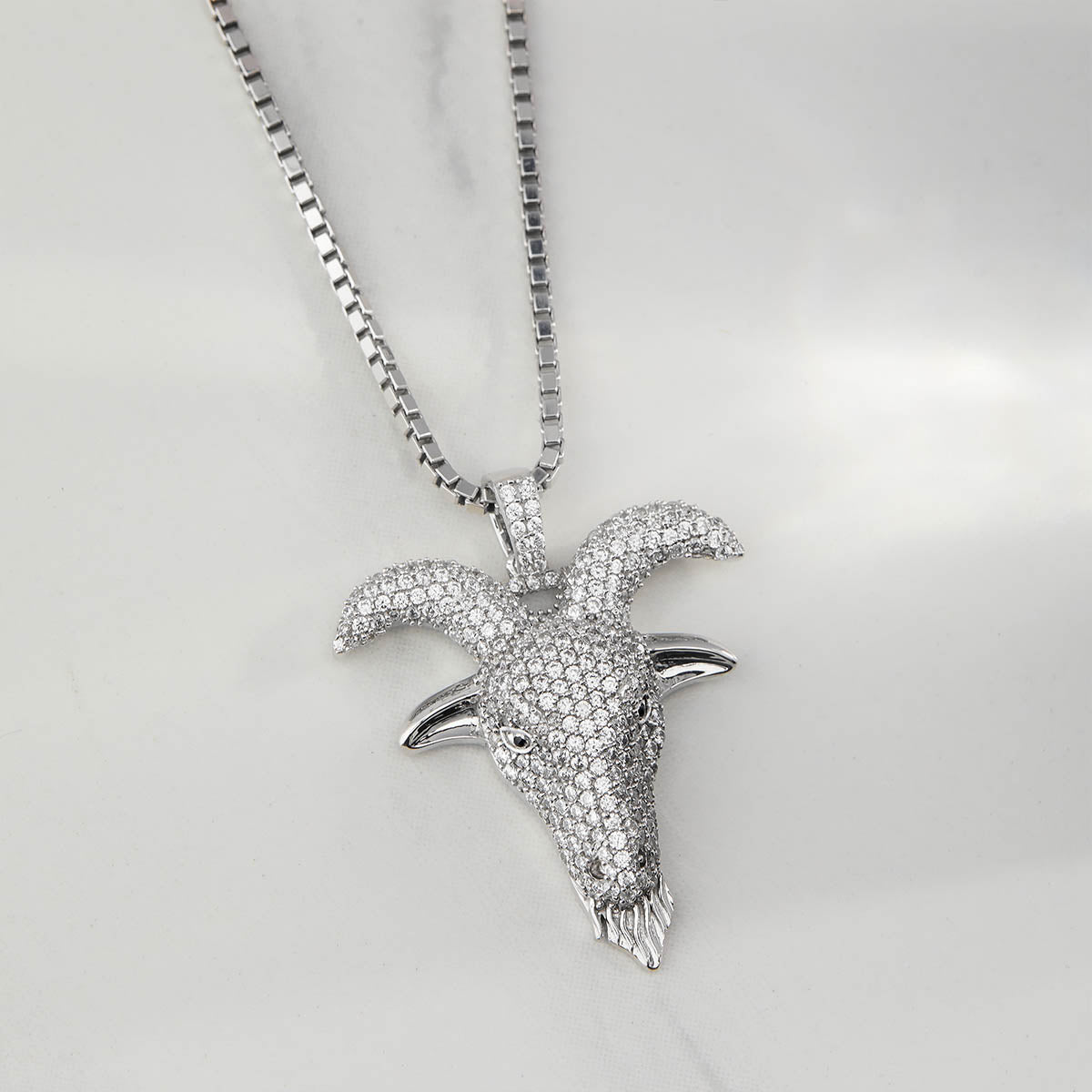 Iced Out Goat Pendant Necklace Capricorn Jewelry GOAT - Greatest Of All Time Hip Hop Jewelry