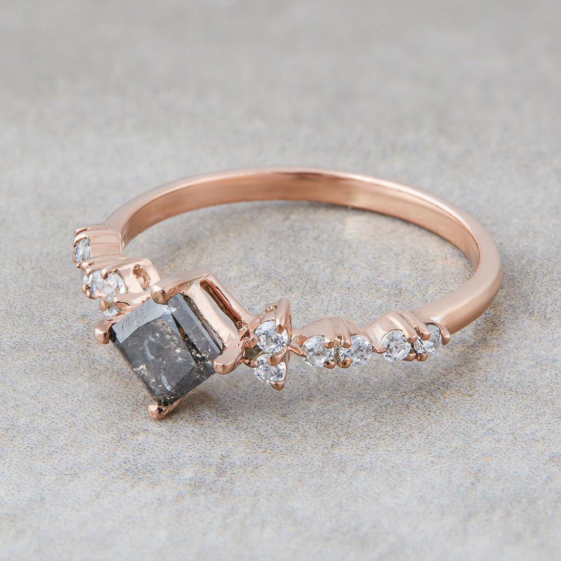 Salt and Pepper Diamond Engagement Ring