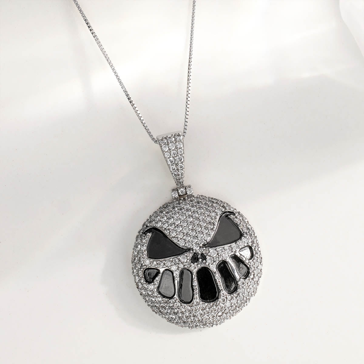 Iced Out Pumpkin Pendant Necklace Locket With Chain Halloween Jewelry