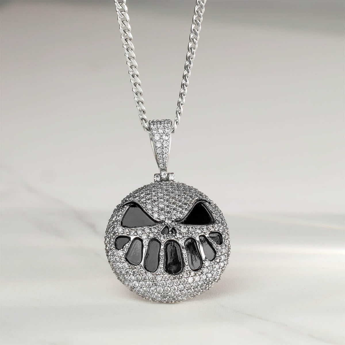 Iced Out Pumpkin Pendant Necklace Locket With Chain Halloween Jewelry