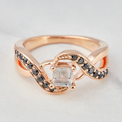 Princess Cut Rutile Quartz Engagement Ring for Women Jewelry