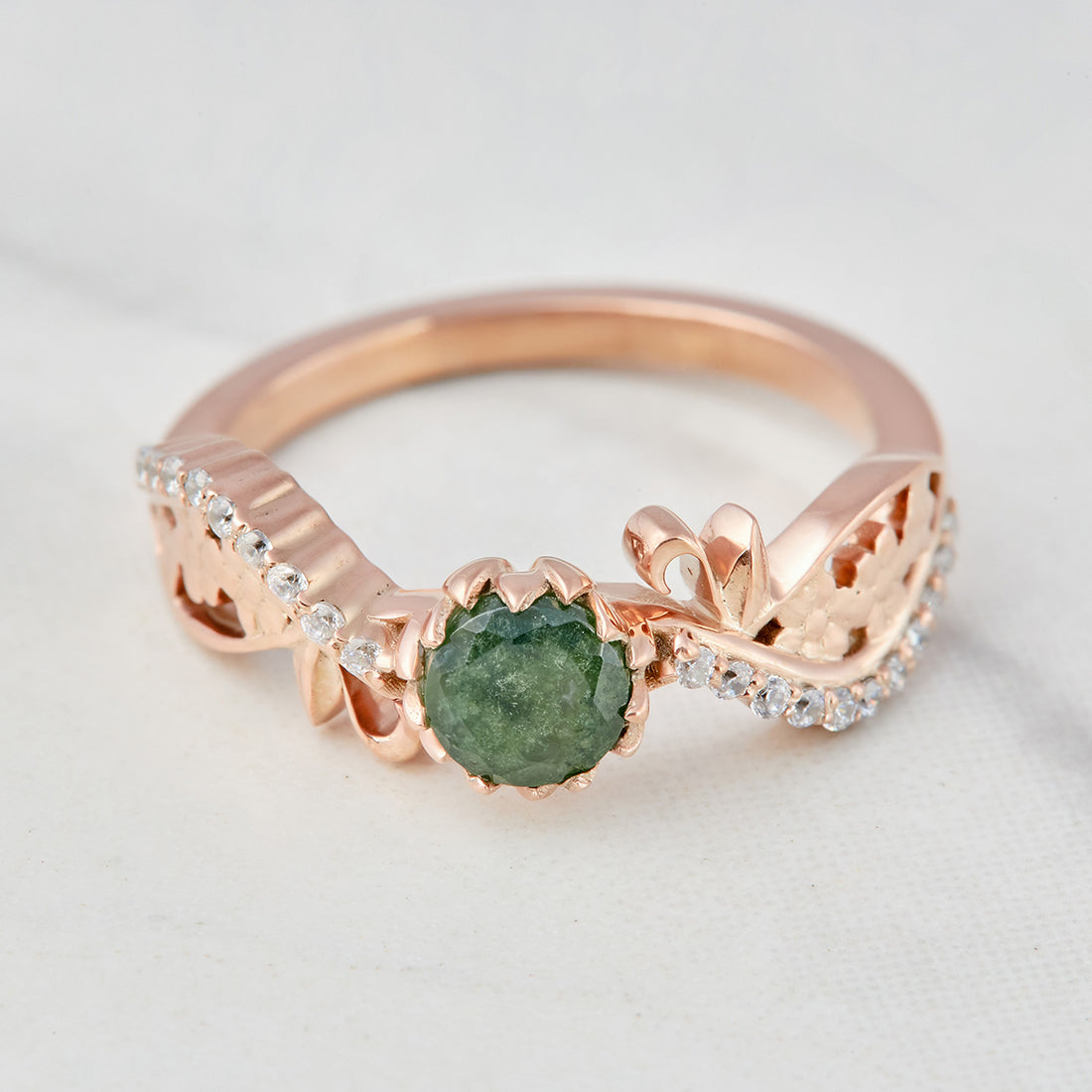 Art Deco Moss Engagement Ring