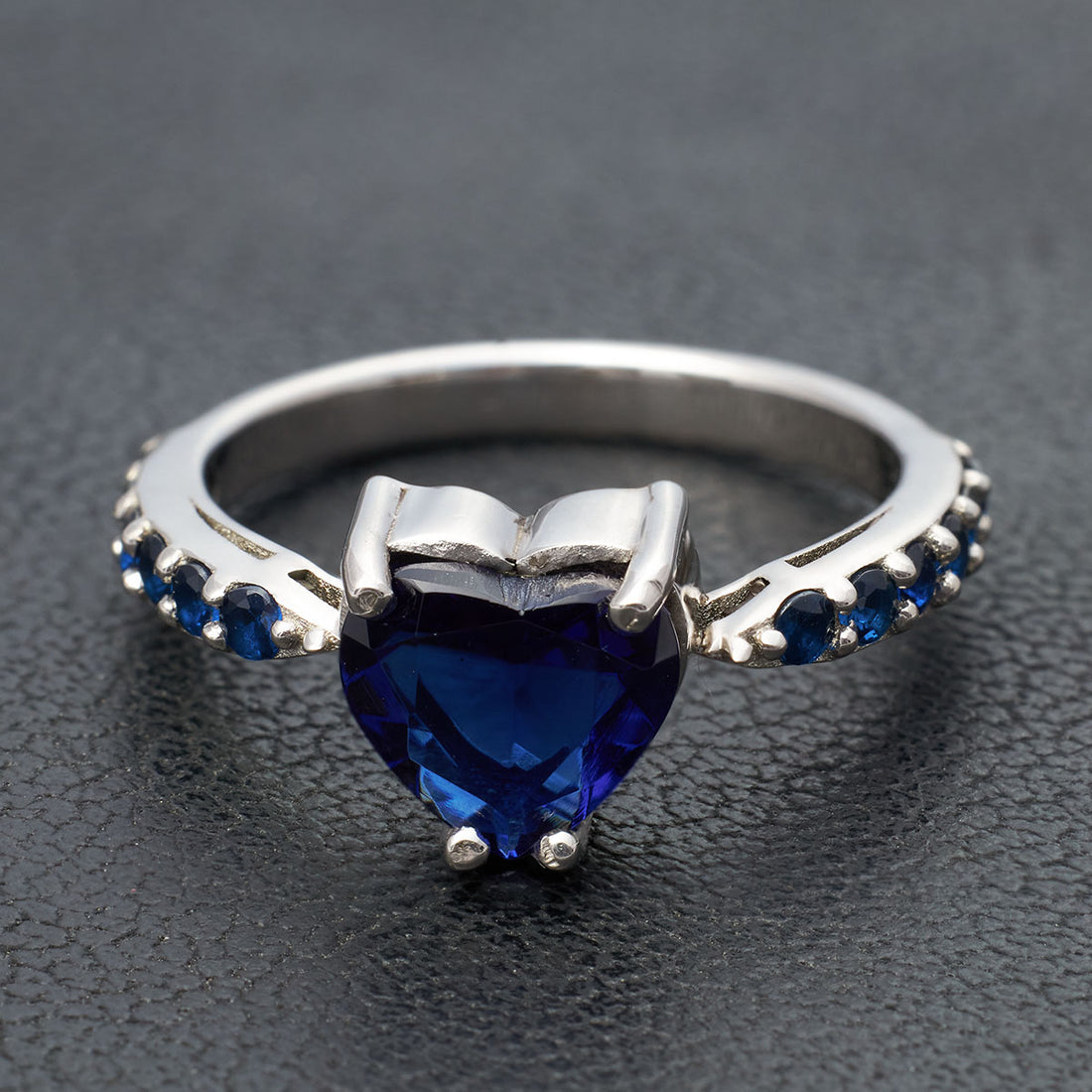 Natural Sapphire Heart Engagement Ring